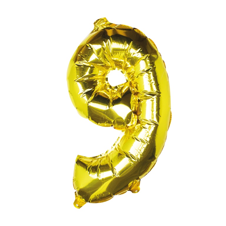 Foliový Balón - 9 - Zlatá (40cm)